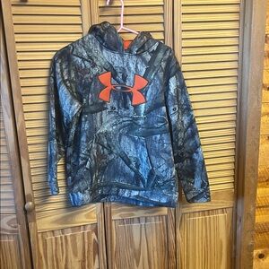 Under Armour Forest Camo Hoodie with Bright Orange Logo